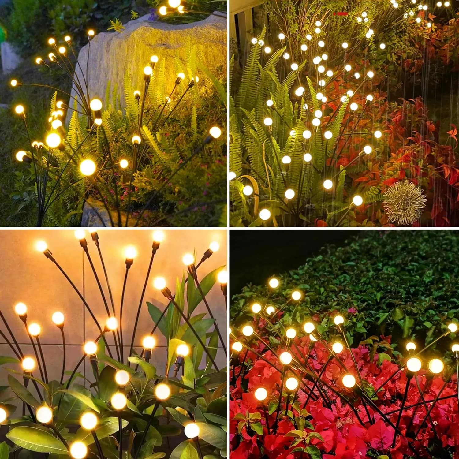 10'lu LED Güneş Enerjili Ateş Böceği Bahçe Işıkları, Su Geçirmez