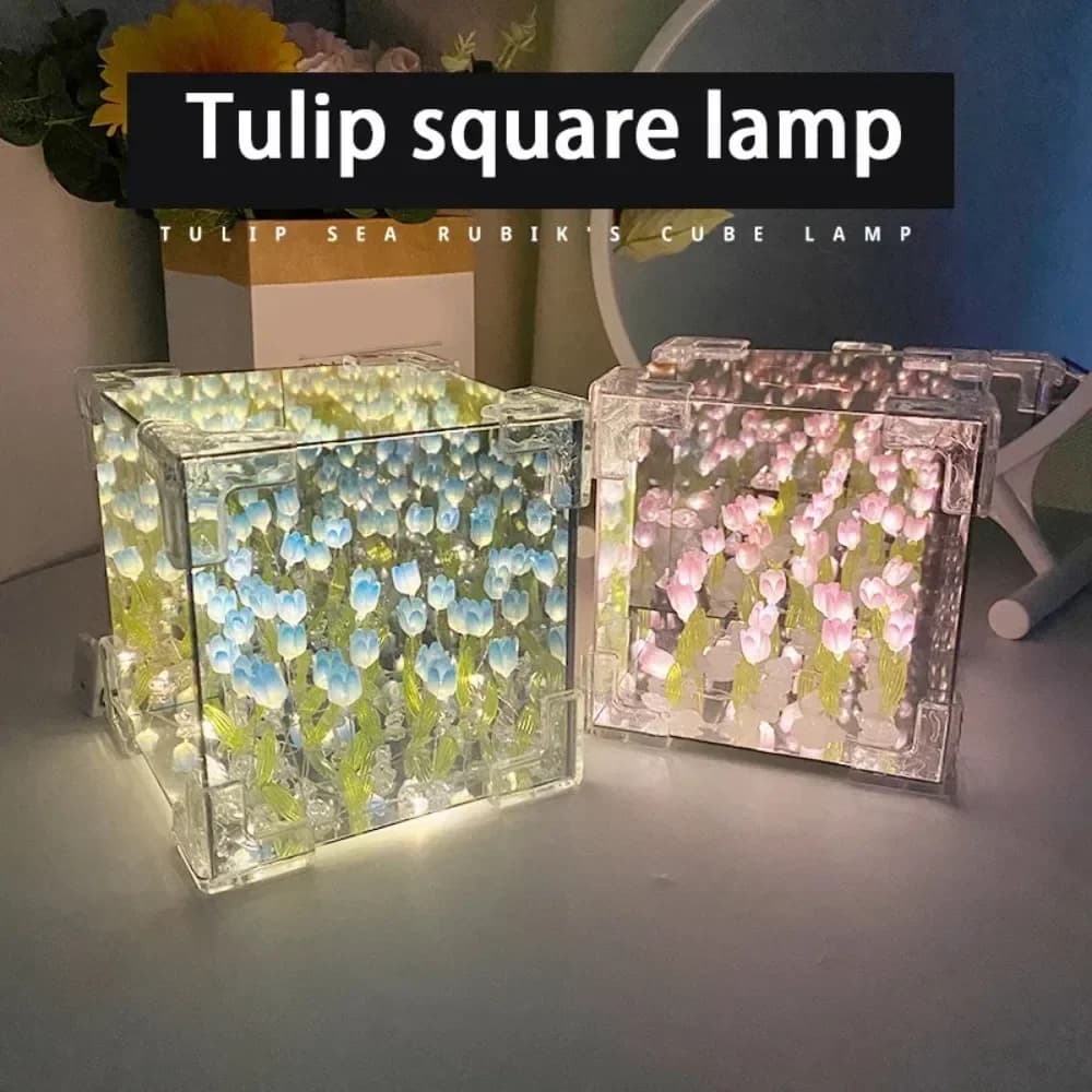 DIY 3D Lale Deniz Aynası Küp Gece Lambası