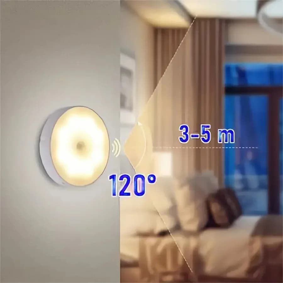 Şarjlı Hareket Sensörlü LED Komodin Lambası, Beyaz
