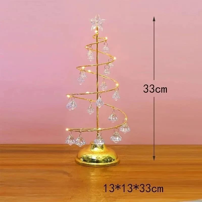 Krom Kaplama Demir LED Kristal Noel Ağacı Lambası