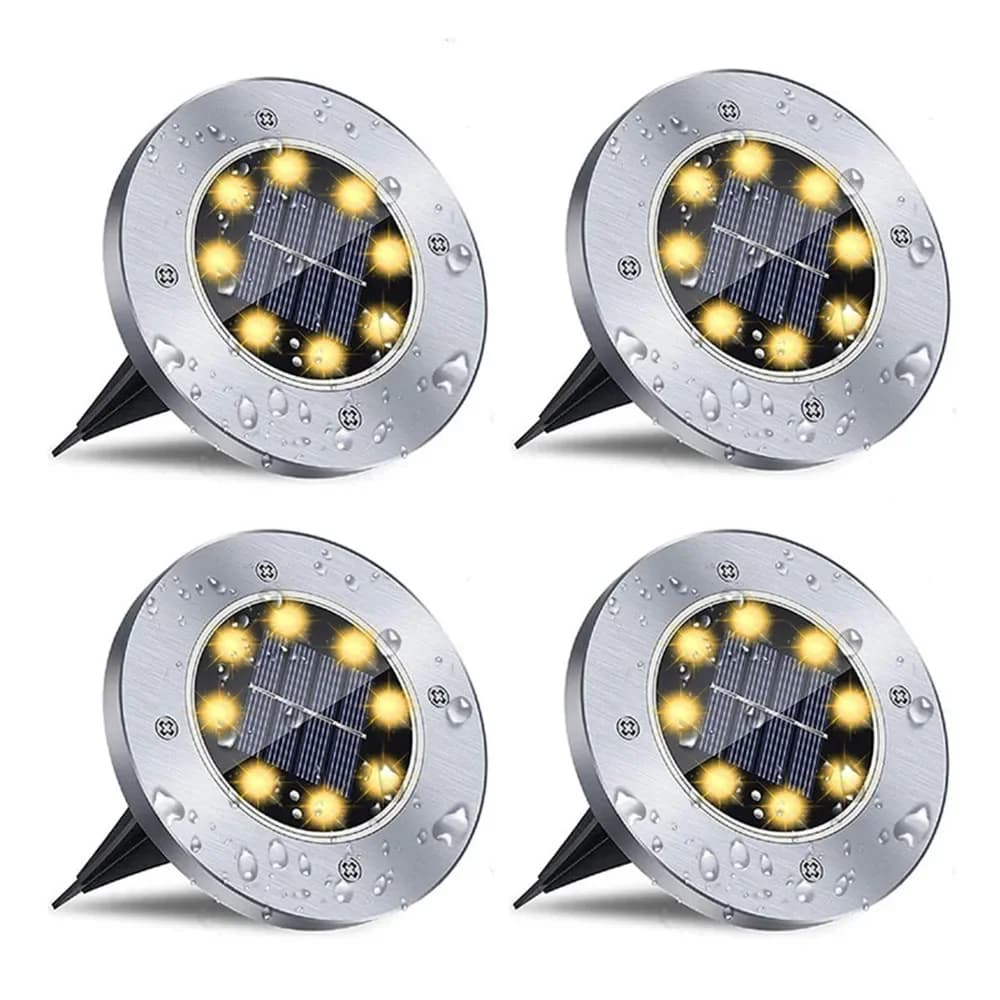 8 LED'li Güneş Enerjili Disk Deck Aydınlatma Seti (4'lü)