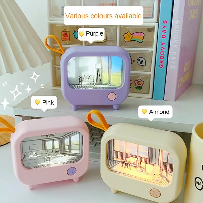 Mini Şarjlı TV Stilinde Resim Gece Lambası