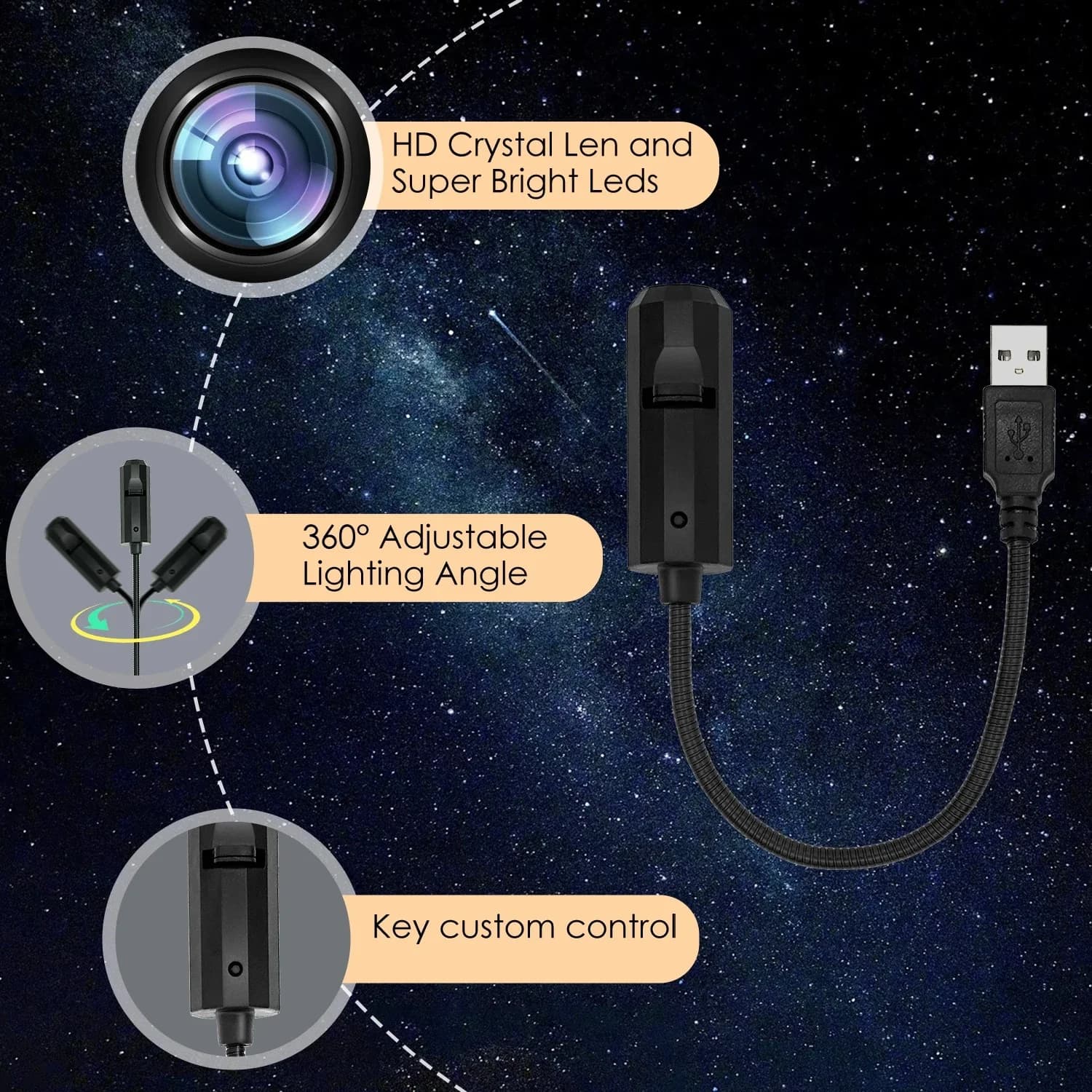 Okyanus Serisi Desenli USB Gece Lambası Projeksiyonu