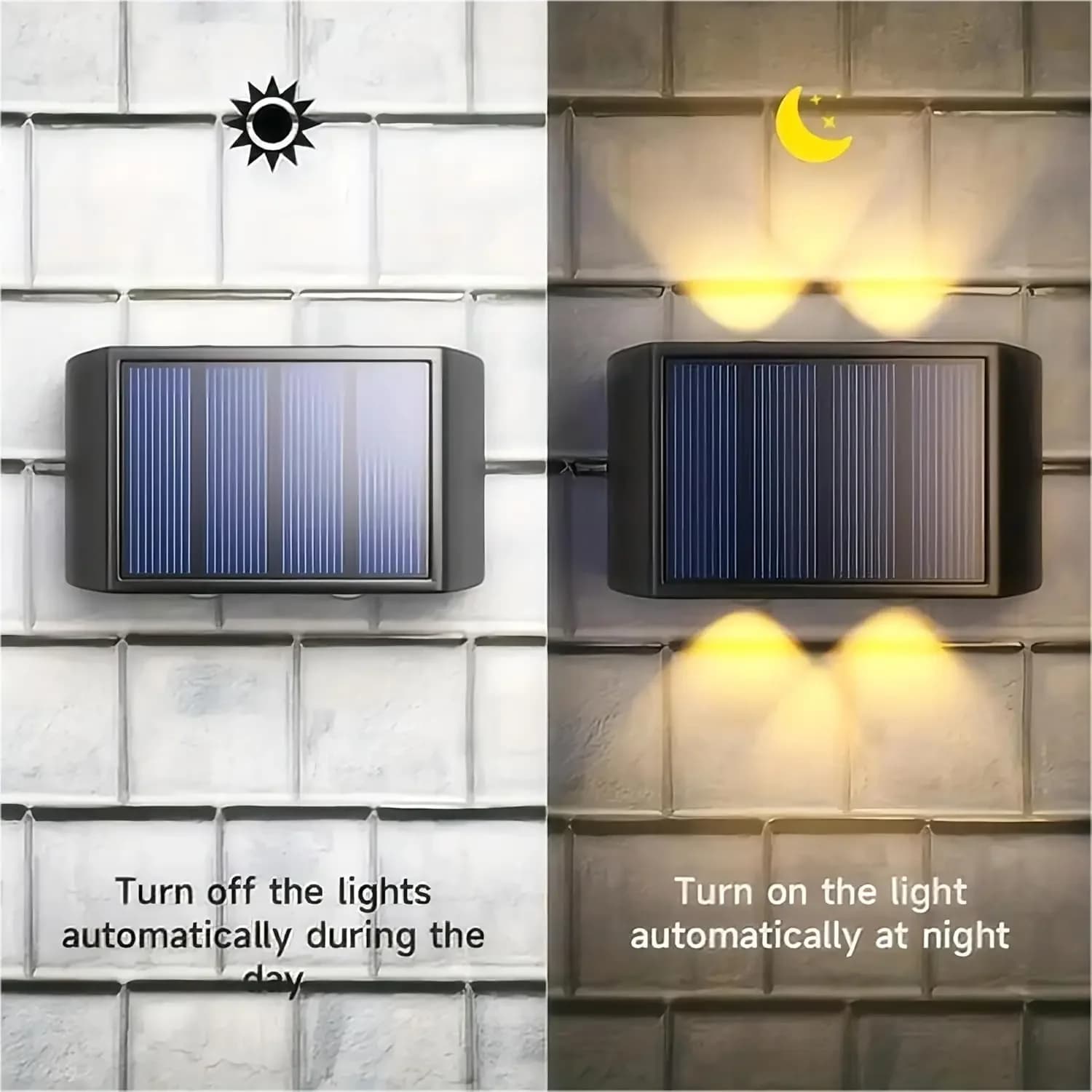 Güneş Enerjili LED Duvar Lambası, Gün Batımından Doğuma Su Geçirmez