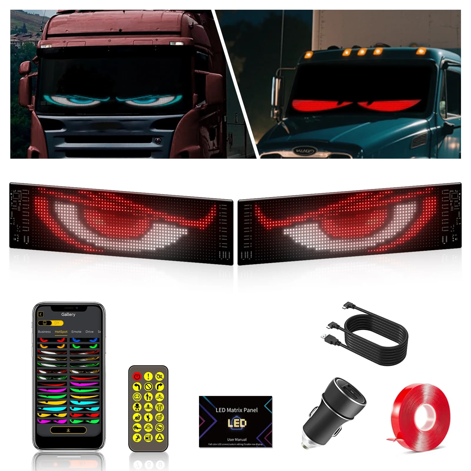Uygulama Kontrollü Katlanabilir LED Matris Panel Işığı (2'li Set)