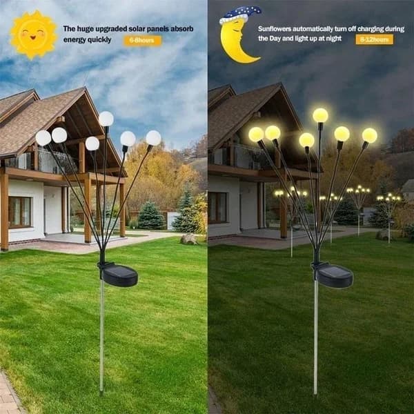 8'li Paket Güneş Enerjili Rüzgarla Hareket Eden Ateş Böceği Çim Aydınlatması
