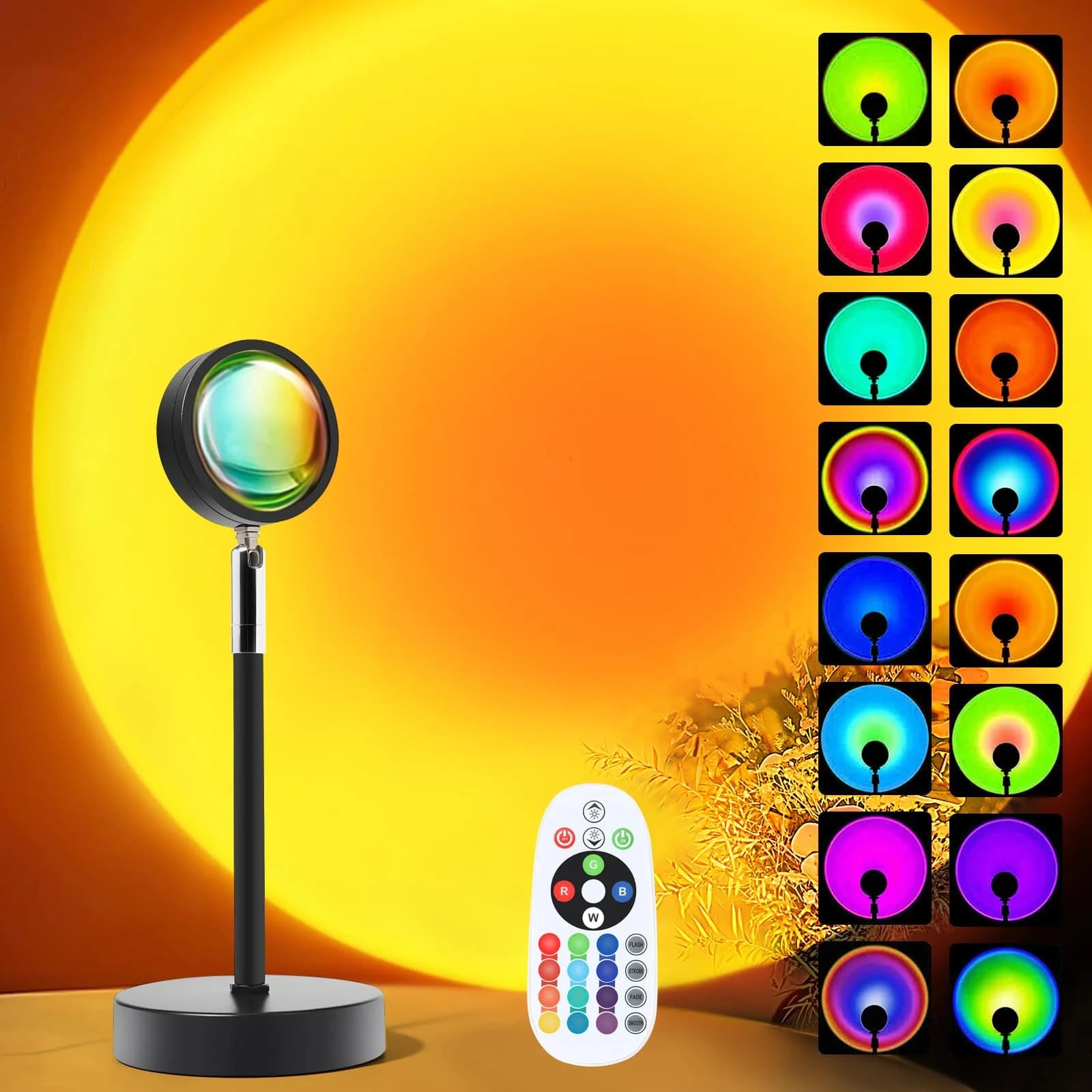 Uzaktan Kumandalı, USB'li Mini RGB LED Gün Batımı Projektör Lambası