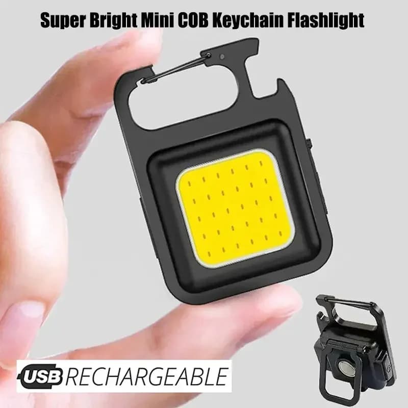 Açacaklı Mini Şarj Edilebilir COB LED Anahtarlık El Feneri