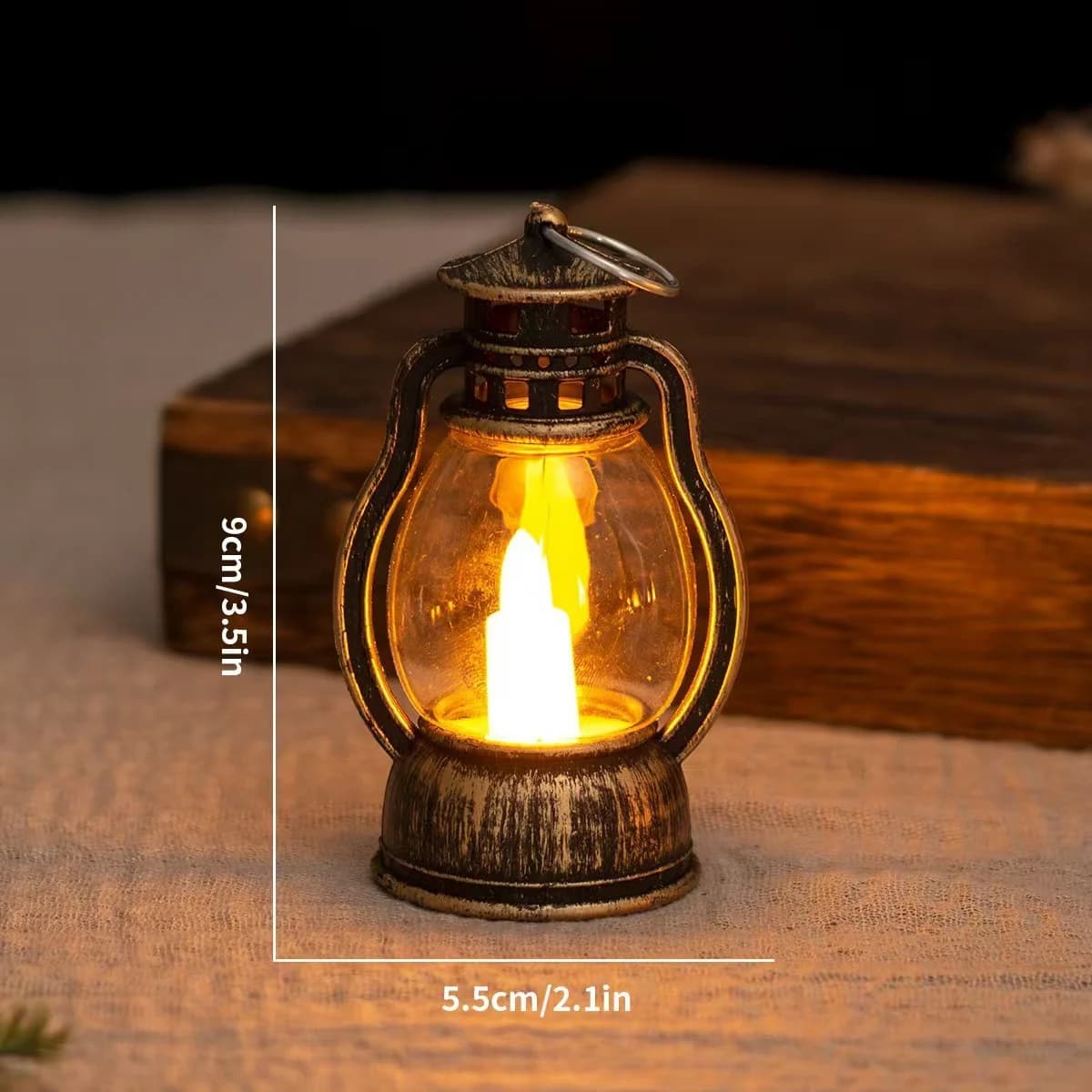 Dekoratif Retro Sıcak Işıklı Mini LED Mumlu Fener Gece Lambası